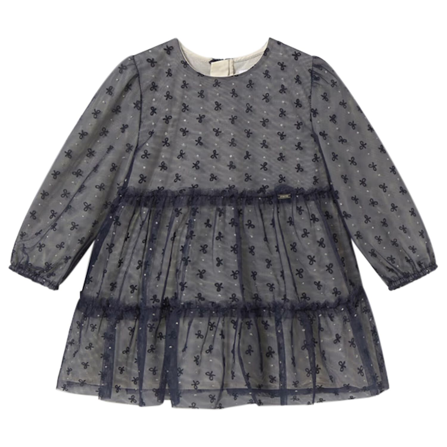 Younger Girls Navy Blue Tulle Dress, 2, hi-res