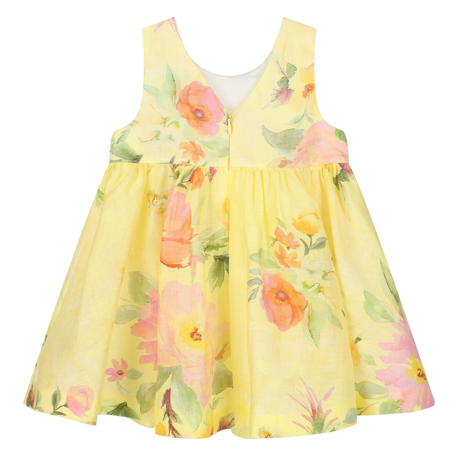 Younger Girls Yellow Floral Dress, 1, hi-res
