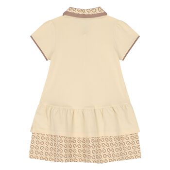Younger Girls Beige Logo Polo Dress