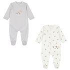 White & Grey Babygrows ( 2-Pack ), 1, hi-res