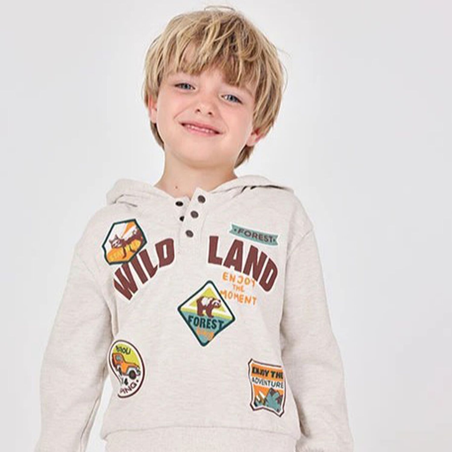 Boys Beige Hooded Tracksuit, 1, hi-res