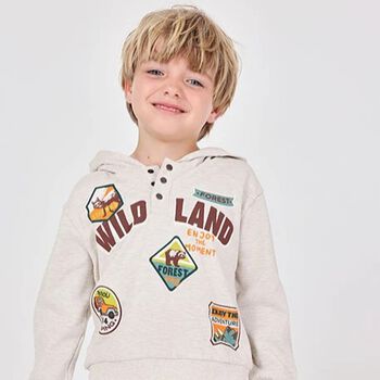 Boys Beige Hooded Tracksuit
