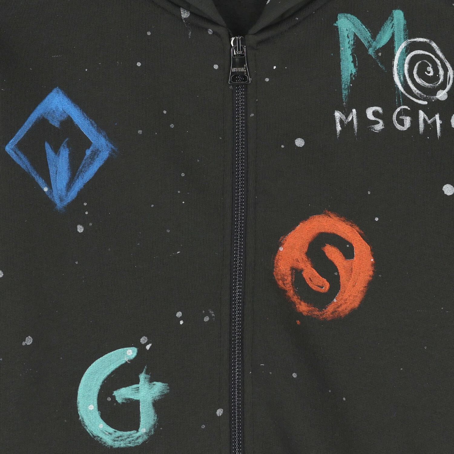 Black Logo Hooded Zip Up Top, 1, hi-res