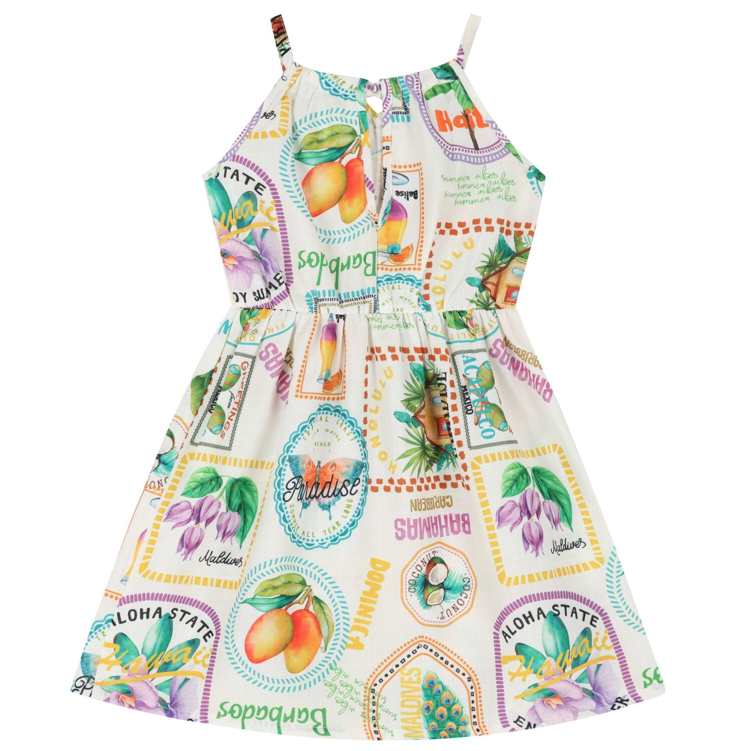Girls Ivory Fruits Dress, 2, hi-res