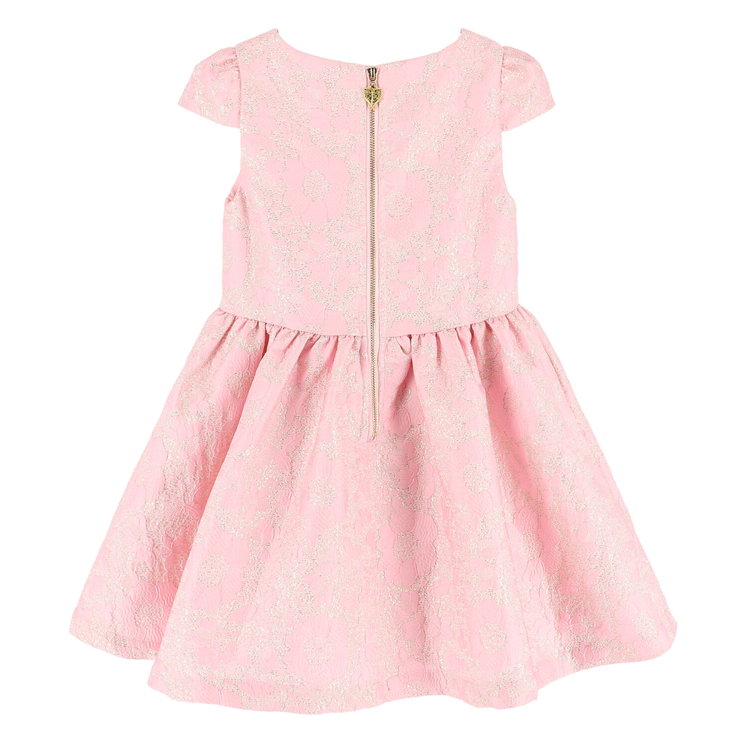 Girls Pink & Gold Jacquard Dress, 4, hi-res image number null