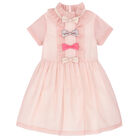 Girls Pink Bow Dress, 1, hi-res