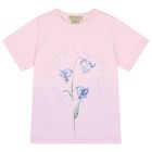 Girls Pink Logo Floral T-Shirt, 1, hi-res
