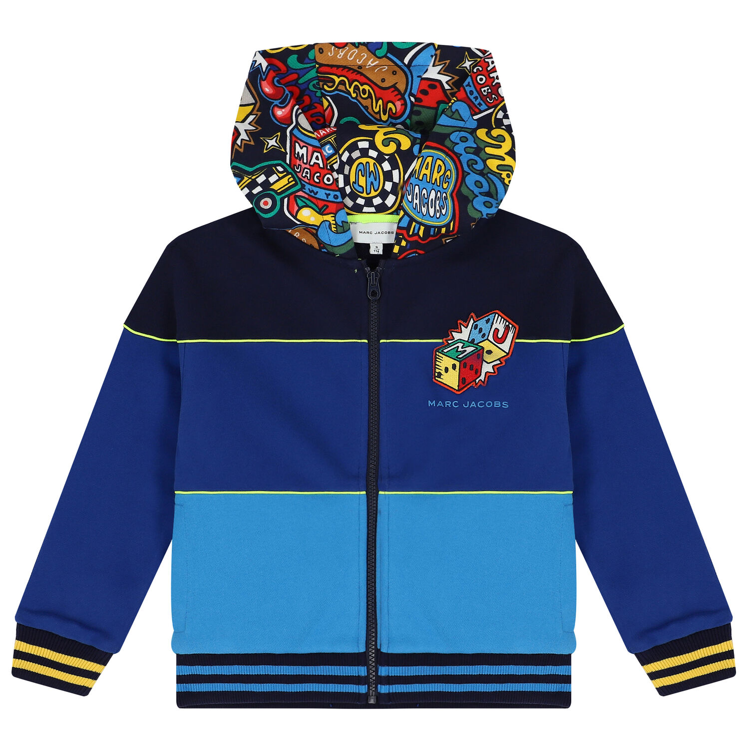 Boys Blue Logo Hooded Zip Up Top, 1, hi-res
