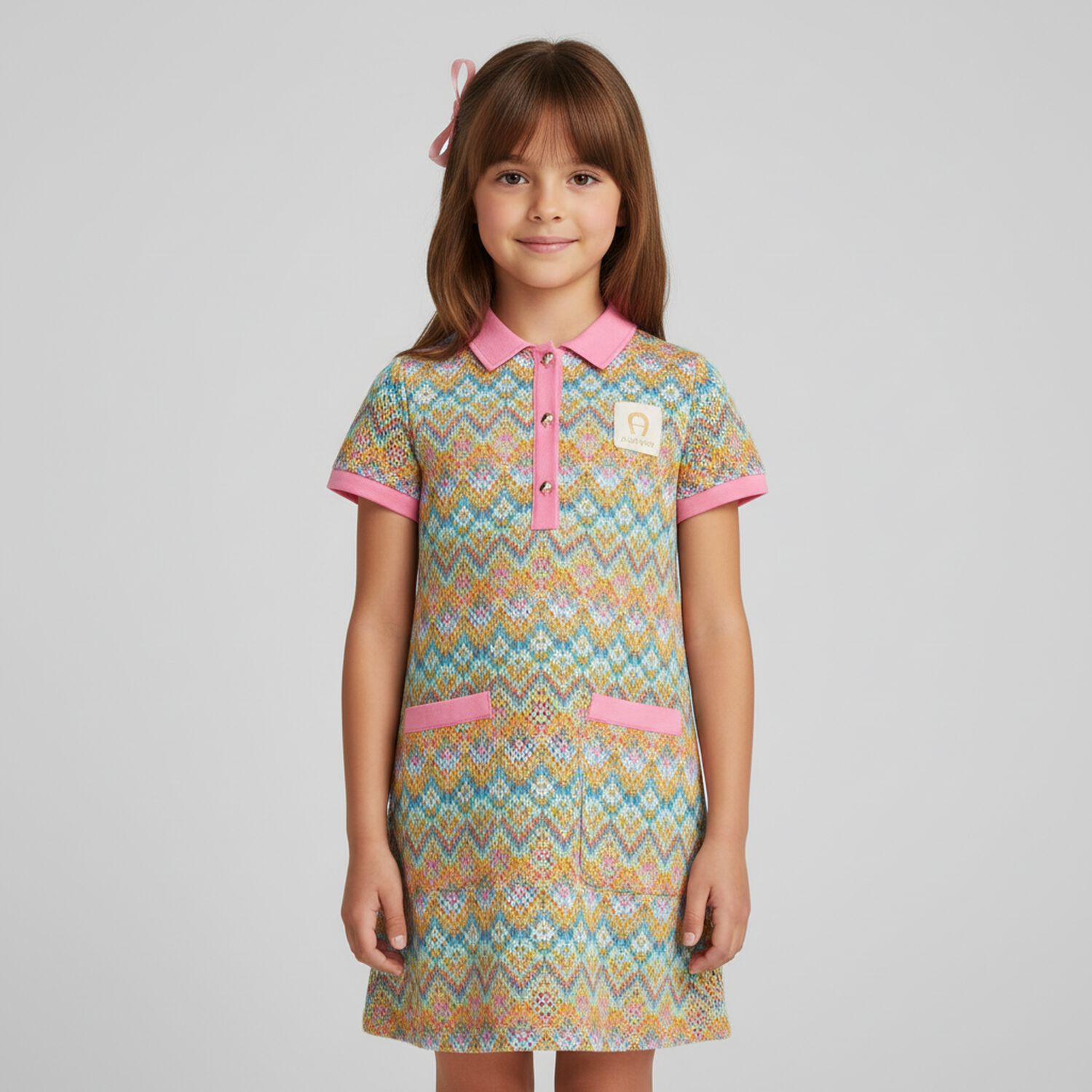 Girls Multi-Coloured Logo Dress, 1, hi-res