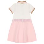 Girls Ivory & Pink Logo Polo Dress, 2, hi-res