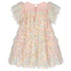 Girls Pink Tulle Flowers Dress, 1, hi-res