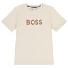 Boys Beige Logo T-Shirt, 1, hi-res