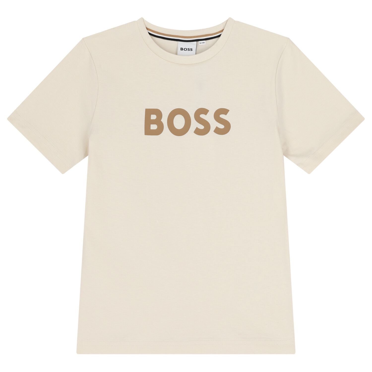 Boys Beige Logo T-Shirt, 1, hi-res
