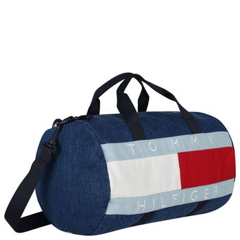 Boys Blue Denim Logo Sports Bag ( 28cm )
