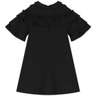 Girls Black Ruffle Dress, 1, hi-res