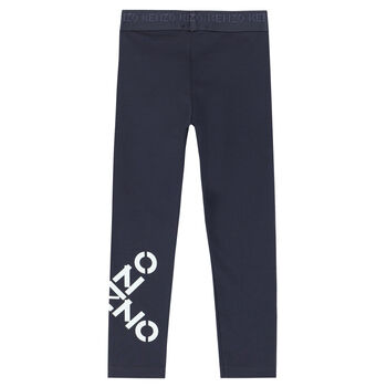 Girls Grey Logo Leggings