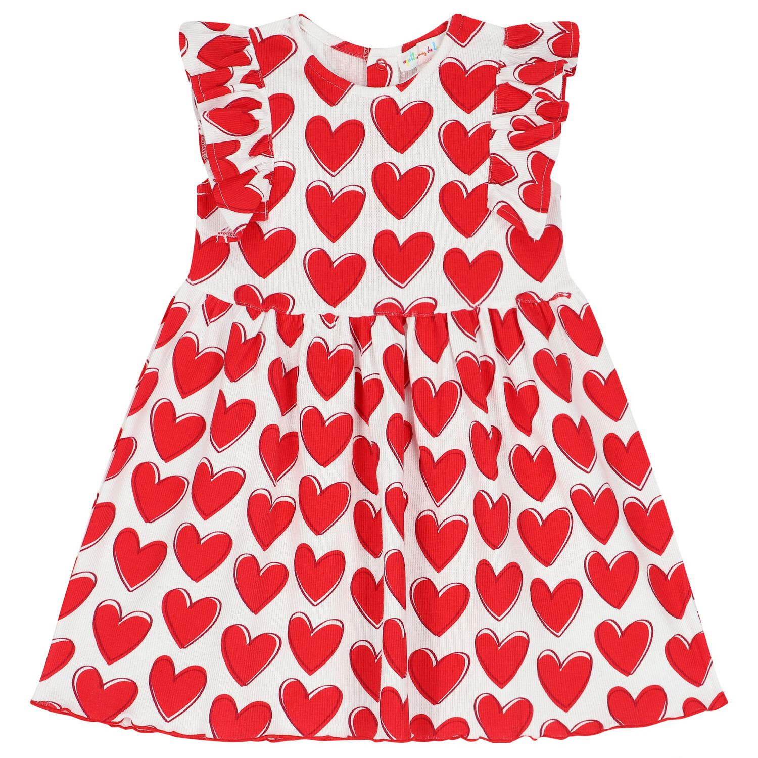Girls White & Red Heart Dress, 1, hi-res image number null