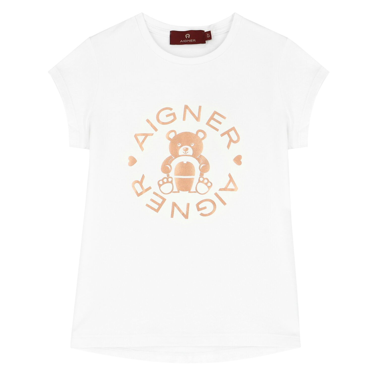 Girls White Bear Logo T-Shirt, 1, hi-res