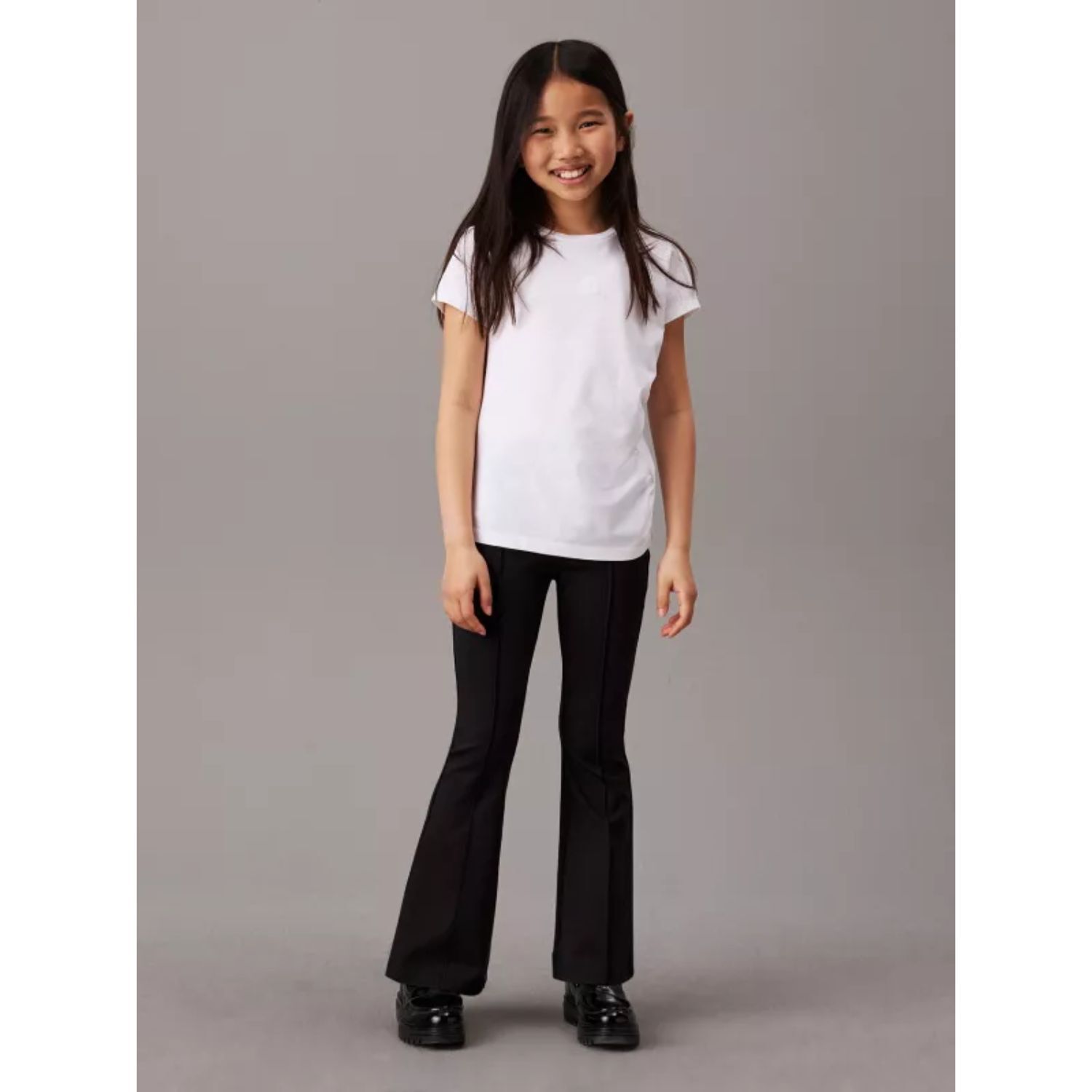 Girls Black Logo Flared Trousers, 1, hi-res image number null
