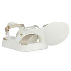 Girls White & Gold Logo Sandals, 1, hi-res