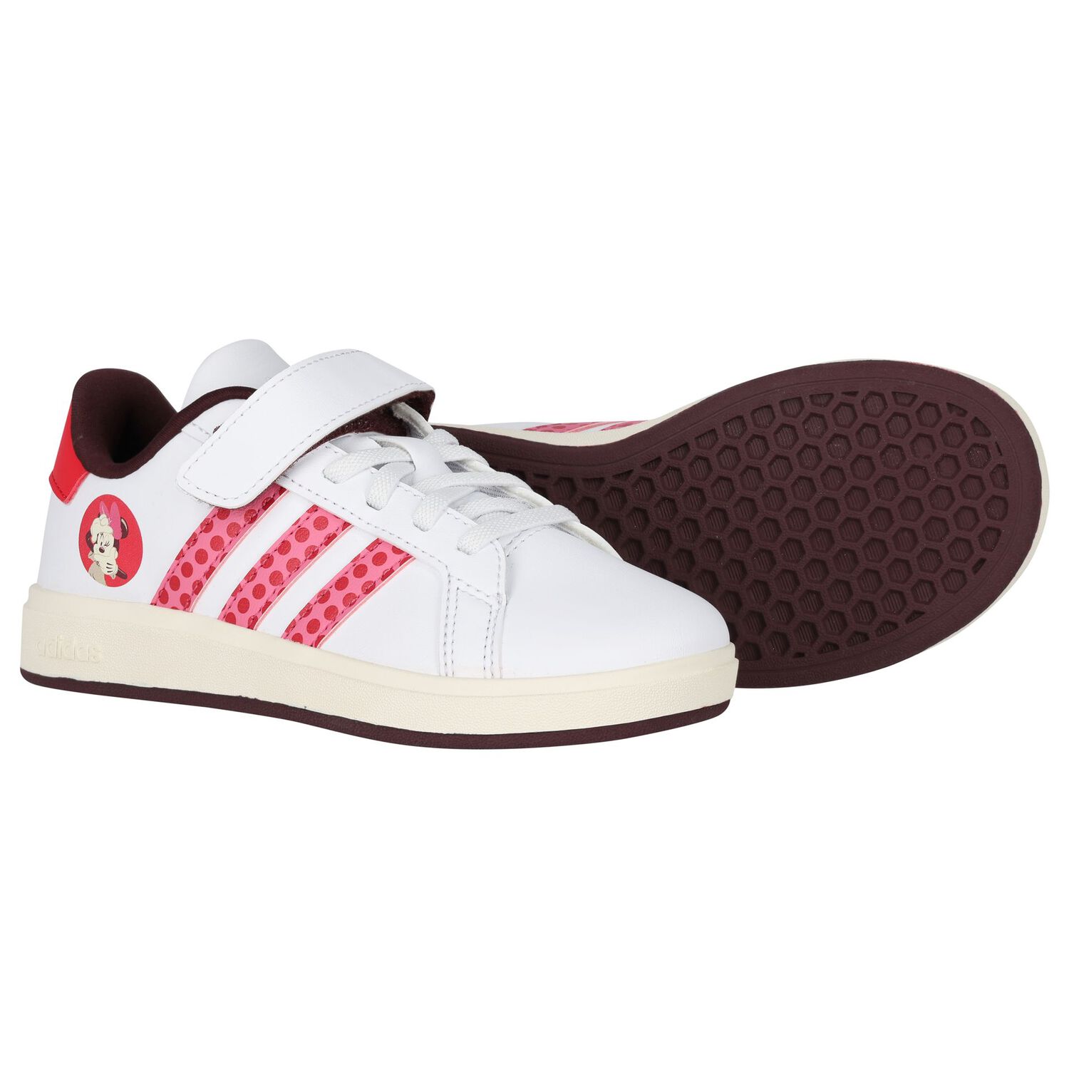 Girls White & Pink Grand Court Minnie Trainers, 1, hi-res image number null