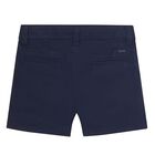 Younger Boys Navy Blue Chino Shorts, 4, hi-res