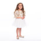Girls White & Gold Organza Dress, 1, hi-res