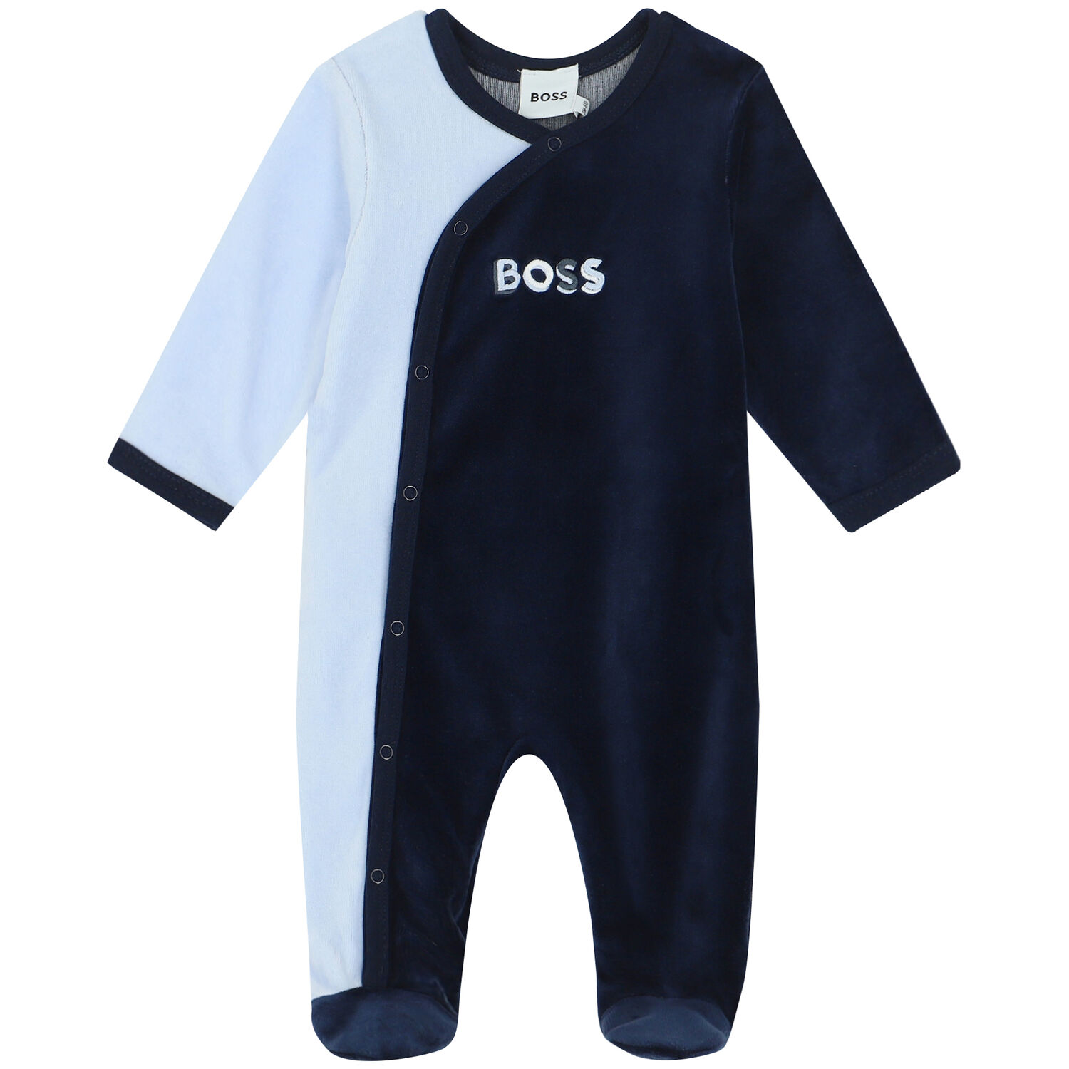 Baby Boys Navy Logo Babygrow, 1, hi-res
