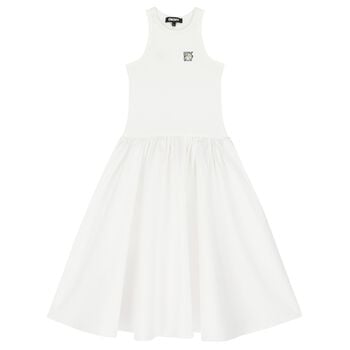 Girls White Logo Dress
