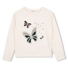Girls Ivory Embellished Butterflies Sequin Long Sleeve Top, 1, hi-res