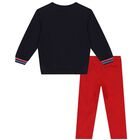 Younger Boys Blue & Red Jumper & Trousers Set, 1, hi-res