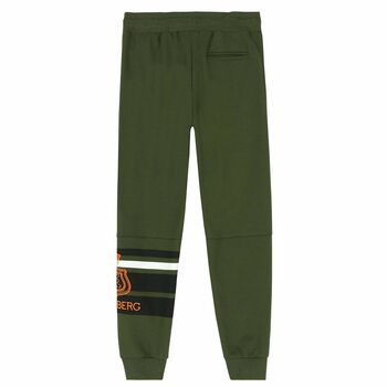Boys Green Logo Joggers