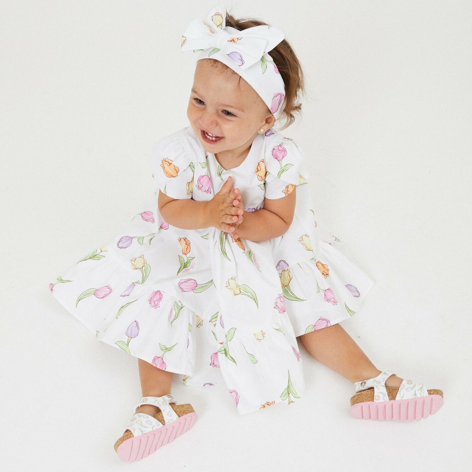 Younger Girls Ivory Tulip Dress, 1, hi-res