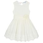 Girls Ivory Floral Lace Dress, 1, hi-res
