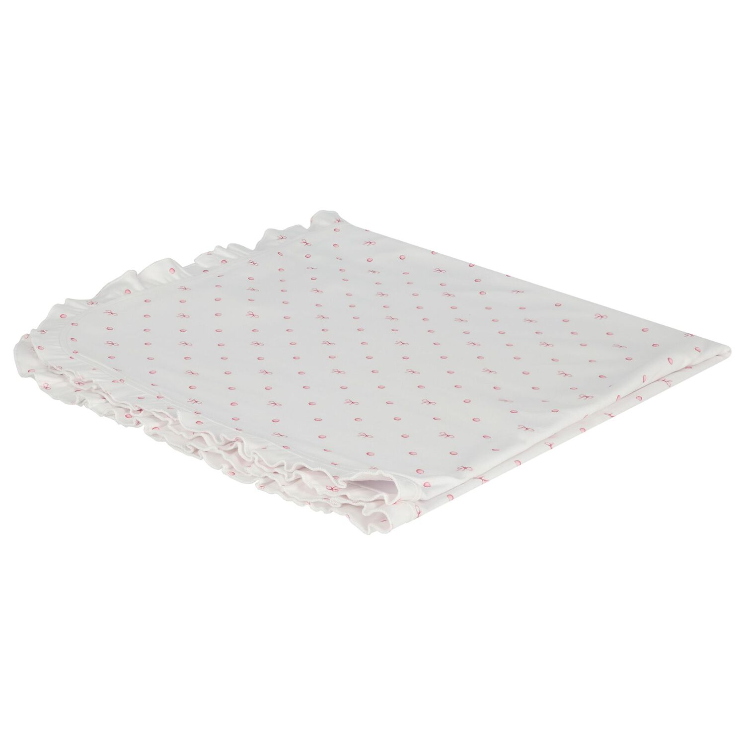 Baby Girls White & Pink Bow Blanket, 1, hi-res
