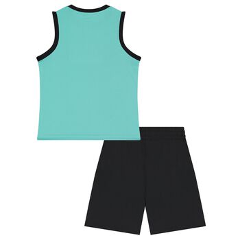 Boys Green & Black Jordan Logo Shorts Set