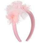 Girls Pink Satin & Tulle Headband, 1, hi-res