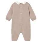 Baby Boys Beige Knitted Romper, 1, hi-res