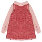 Girls Red Tweed & Pink Crêpe Chiffon Dress, 1, hi-res