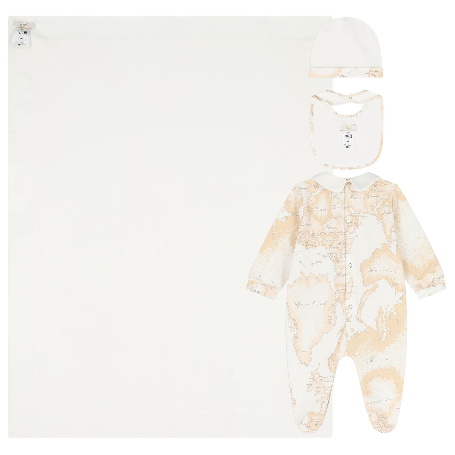 Ivory & Beige Geo Map Babygrow Gift Set, 1, hi-res