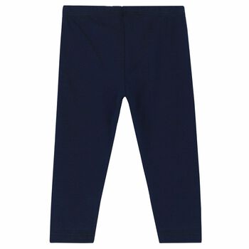 Younger Girls Navy Logo Leggings 