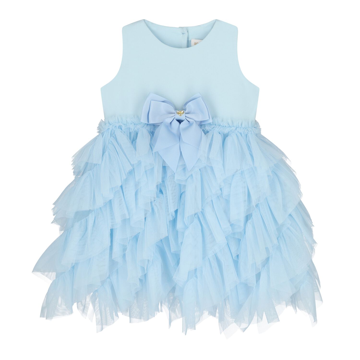 Baby Girls Blue Tulle Ruffles Dress, 1, hi-res