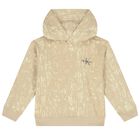 Boys Beige Logo Hooded Top, 1, hi-res