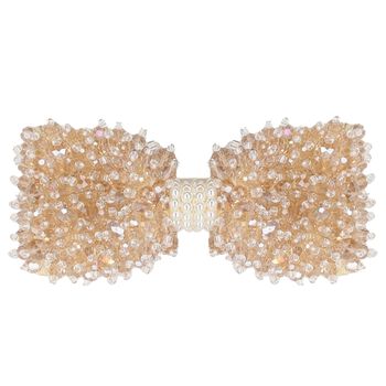 Girls Beige Embellished Bow Hair Clip