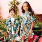 Girls Green Tropical Dress, 1, hi-res