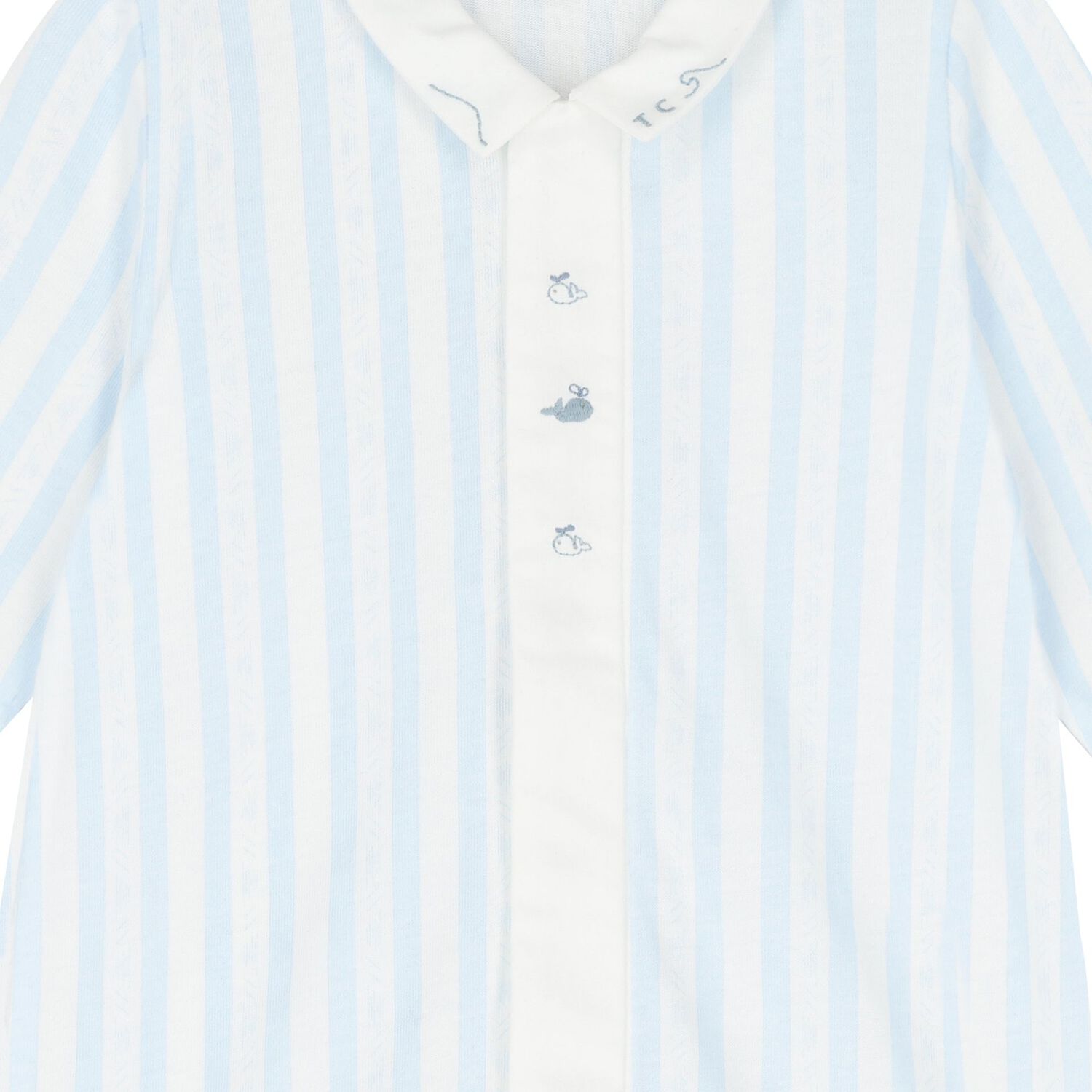 Baby Boys White & Blue Striped Babygrow, 2, hi-res