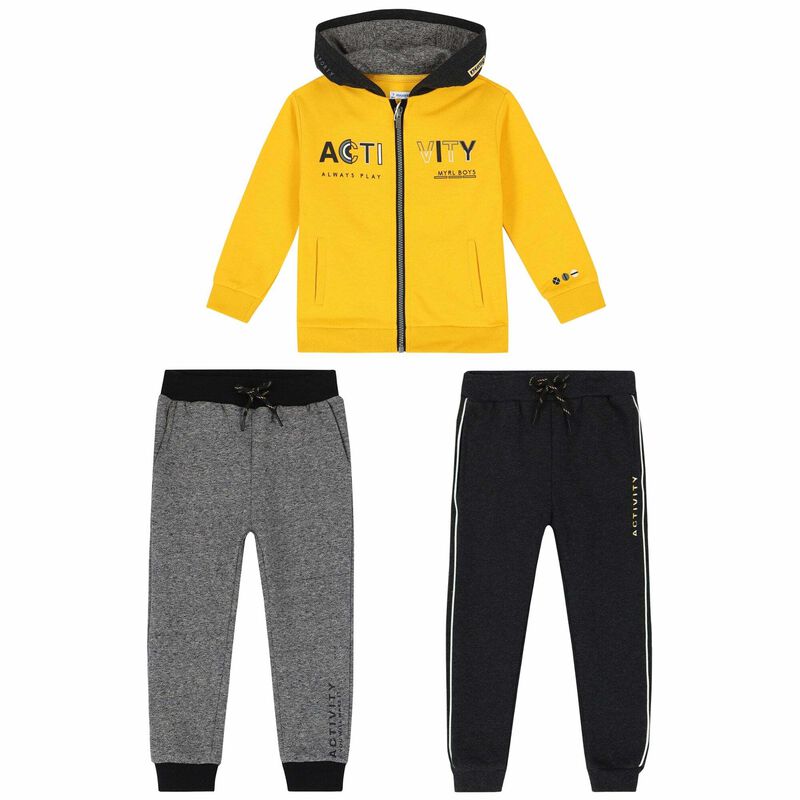 Boys Yellow & Grey 3-Piece Tracksuit, 2, hi-res image number null