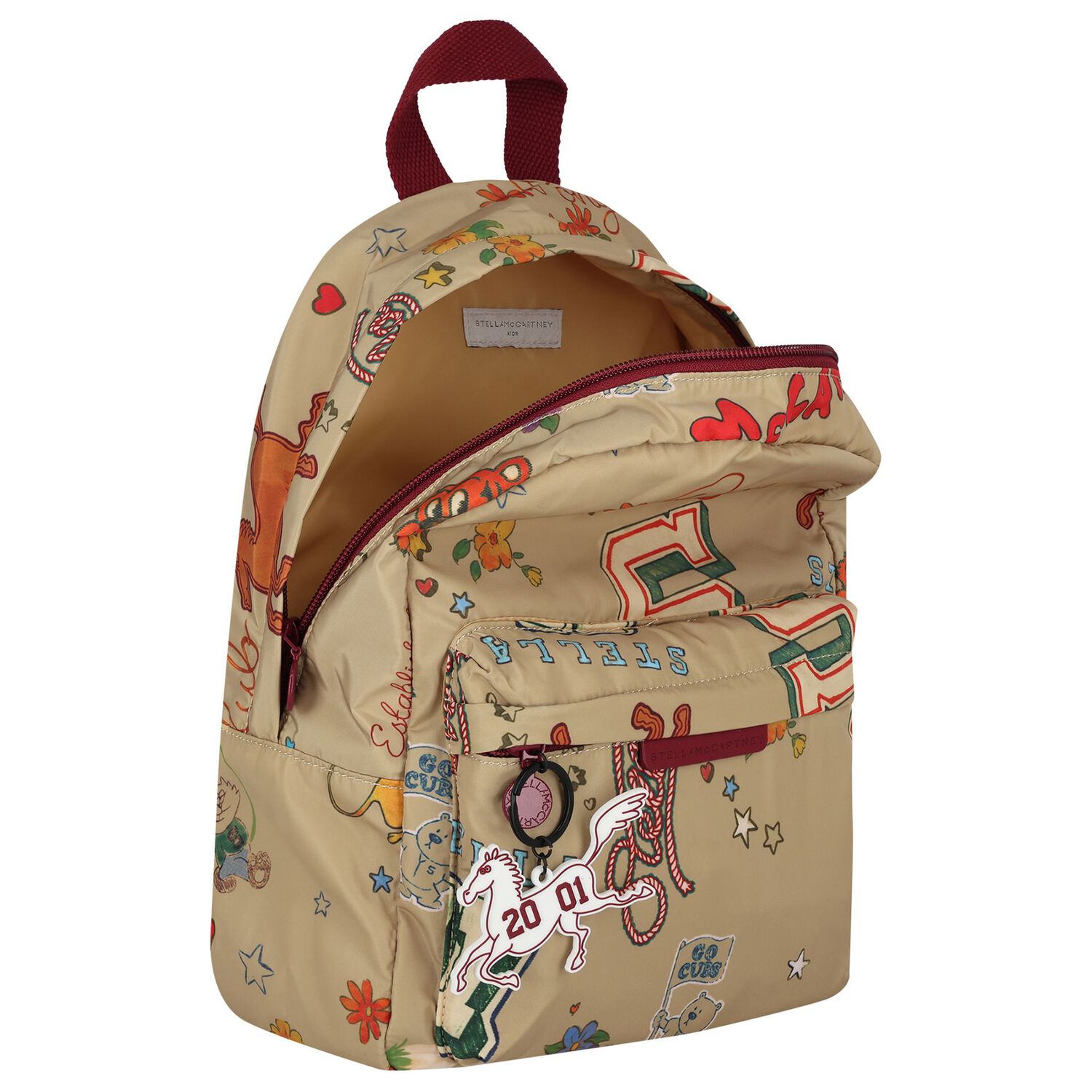Younger Girls Beige Logo Floral Backpack ( 30CM ), 1, hi-res