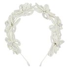 Girls White Embellished Crystal & Pearl Headband, 1, hi-res