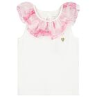 Girls White & Pink Ruffle Top, 1, hi-res